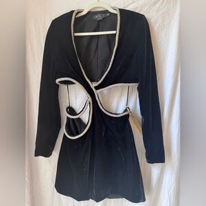 PatBo Cut Out Mini Dress in Rhinestone Trim